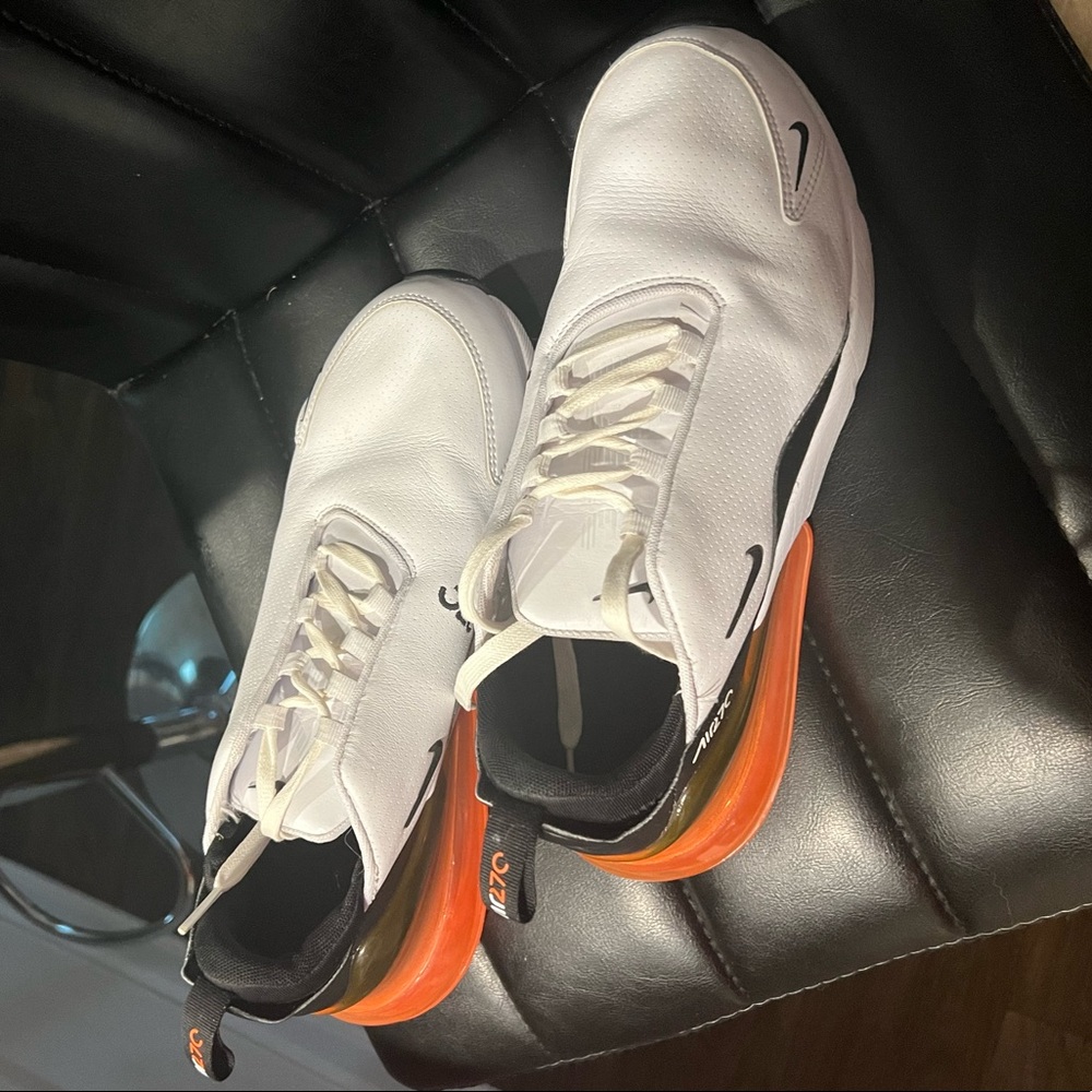 Men’s Nike Air Max 270 PRM LEA 'Hyper Crimson' White Orange BQ6171-100 🤍🧡